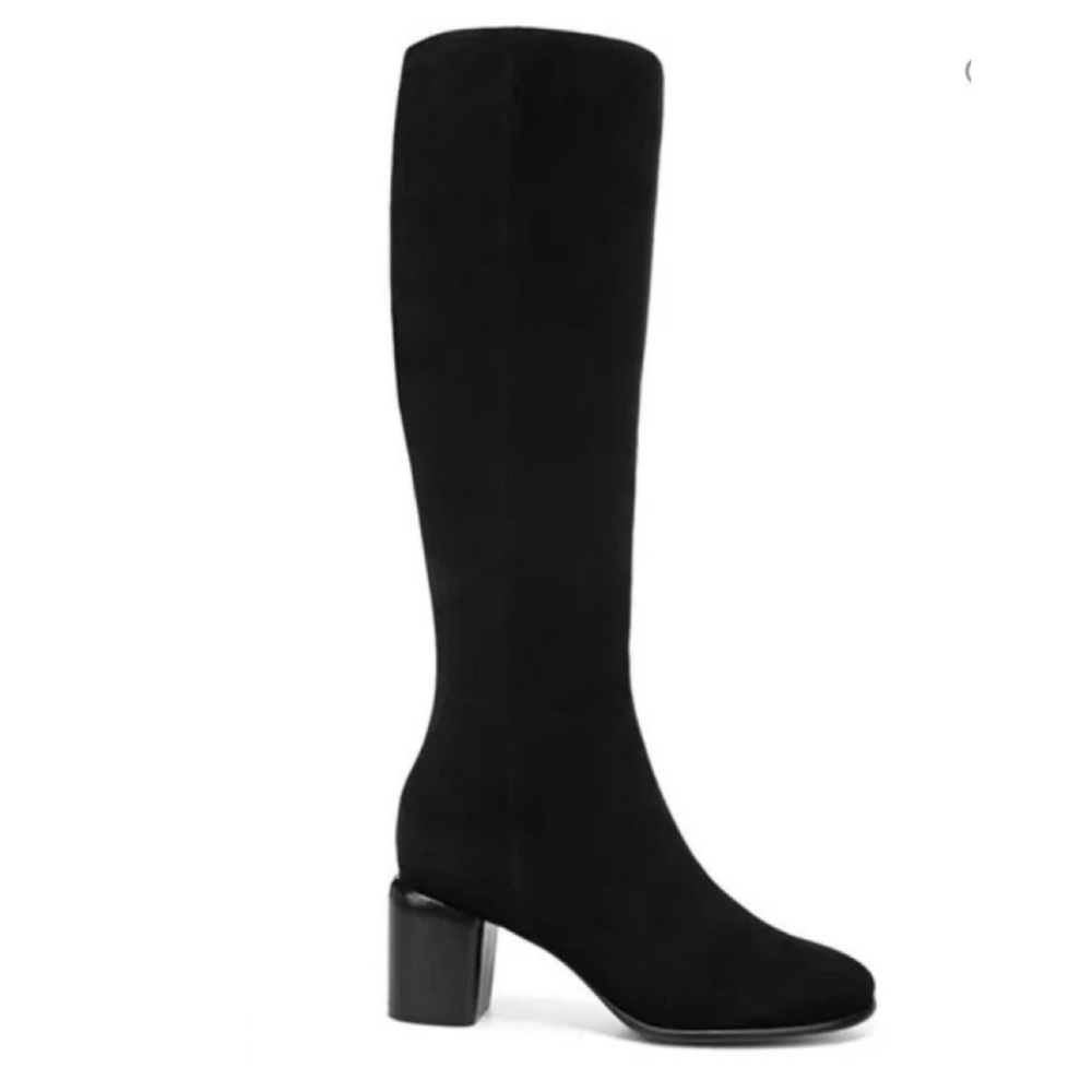 VINCE Maggie Suede Tall Shaft Block Heel Boot Black NWT $595 11